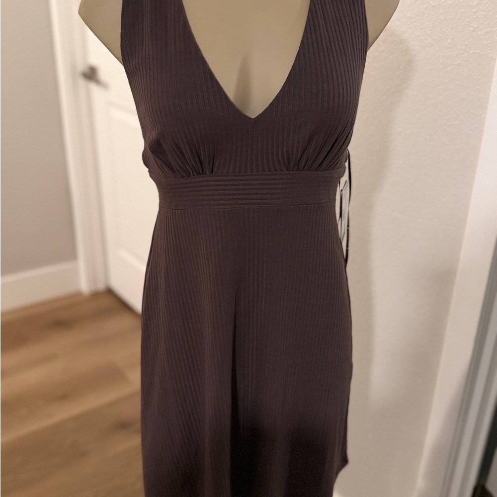 Volcom Ribbed Island Bopper Dress in Brown Taupe